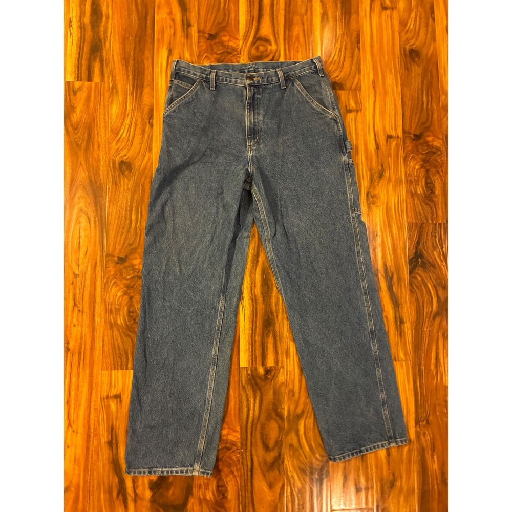 Carhartt B237 DST Original Fit Carpenter Jeans Mens 36x34 Blue Denim Work Pants